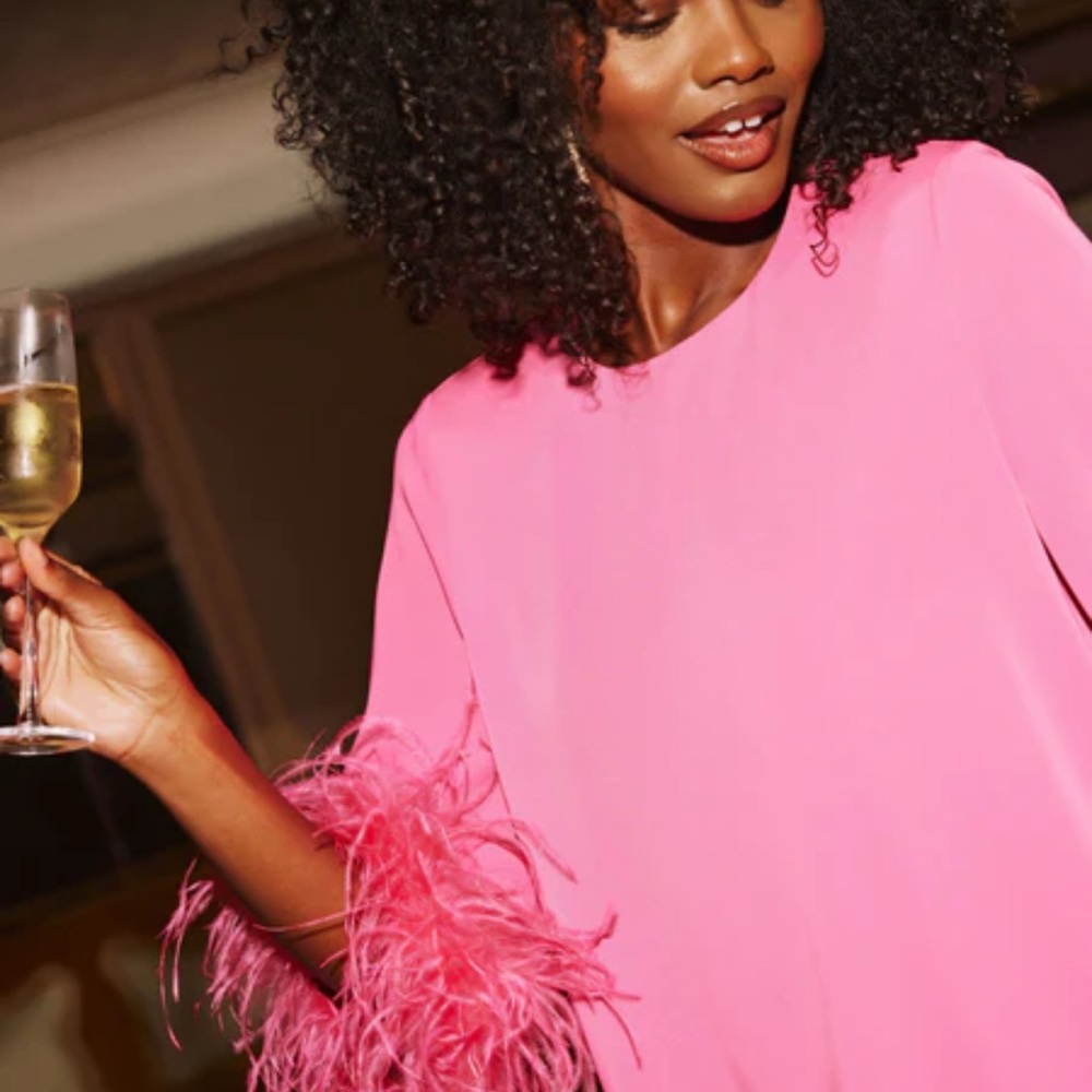Tuckernuck Pink Dress with Feathered Sleeves
This dress was altered see last pic - Picture 3 of 6